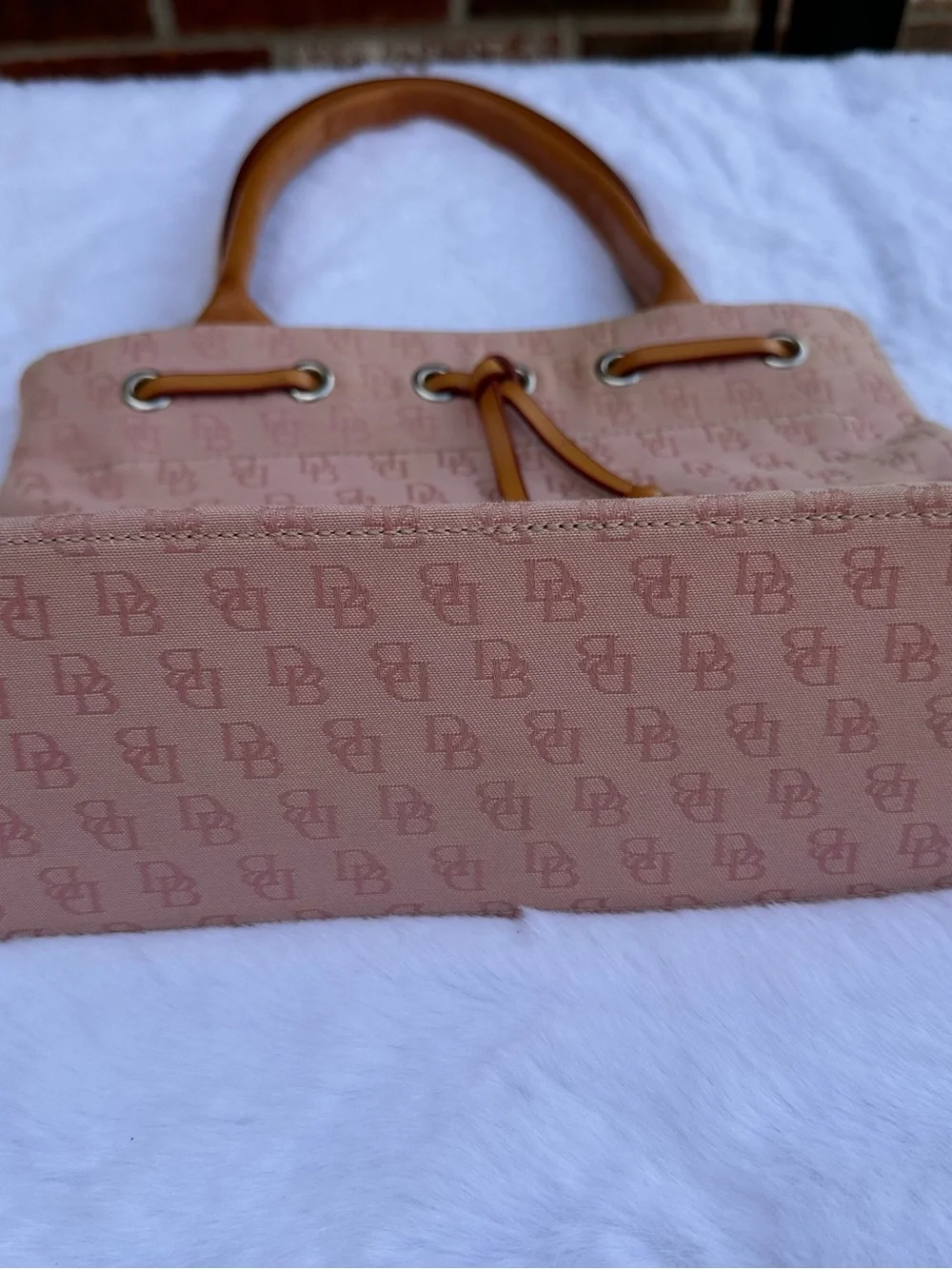 Dooney & Bourke Pink Signature Logo Tassel Tote Bag - Picture 7 of 16